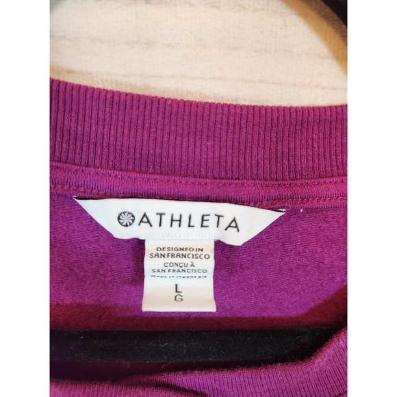 Athleta Women's Purple Solid Stretch Exotic Fuchsia Henley Sweatshirt Size Large - Picture 3 of 6
